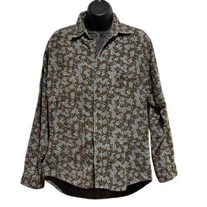 Cream Floral Courderoy Button-Up Shirt